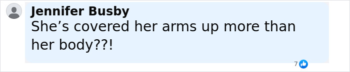 Comment discussing someone covering their arms more than their body, related to Kim Kardashian's tiny waist theory.