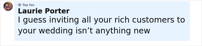 Comment by Laurie Porter criticizing Jeff Bezos and Lauren S&aacute;nchez's wedding guests, highlighting a viral takedown applauded online.