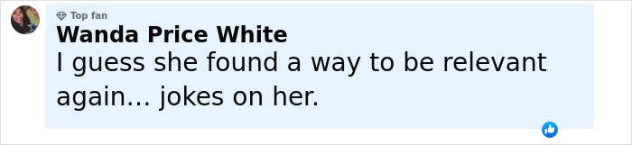 Comment from Wanda Price White criticizing relevance, highlighted in a social media post applauded for viral takedown of Bezos wedding guests.