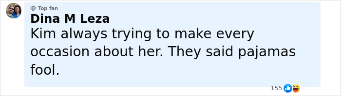 Comment from Dina M Leza about pajama-themed afterparty, discussing racy revealing looks at Jeff Bezos and Lauren S&aacute;nchez event.