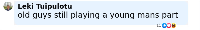 Comment saying old guys still playing a young mans part, reacting to Tom Cruise botox rumors after F1 premiere with Brad Pitt.