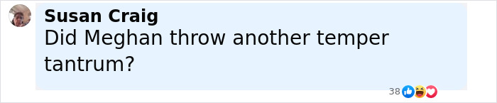 Comment questioning if Meghan threw another temper tantrum, highlighting podcast interview controversy about Meghan Markle.