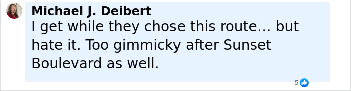 Screenshot of a social media comment expressing frustration about Rachel Zegler fans having to watch her on screens despite paying for a live show.