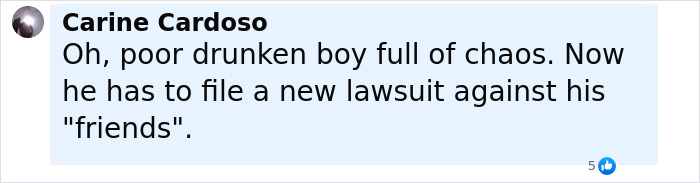 Comment by Carine Cardoso about Johnny Depp filing a new lawsuit against people who did him dirty during Amber Heard trial.