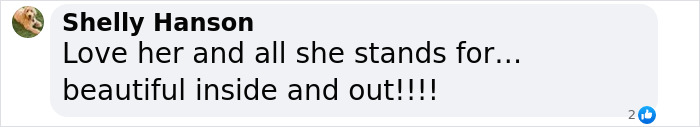 Comment by Shelly Hanson praising Melissa McCarthy's look-alike daughter as beautiful inside and out celebrating milestone.