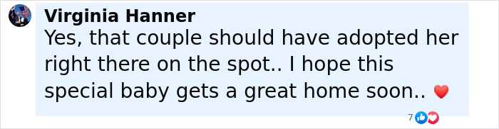 Comment from Virginia Hanner expressing hope that a shelter dog finds a loving home soon after rescuing a stranger before a seizure. Comment from Virginia Hanner expressing hope that a shelter dog finds a loving home soon after rescuing a stranger before a seizure.