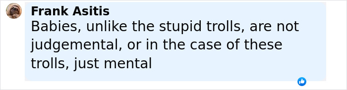 Comment from Frank Asitis on social media defending a mom with rare skin condition against online trolls.