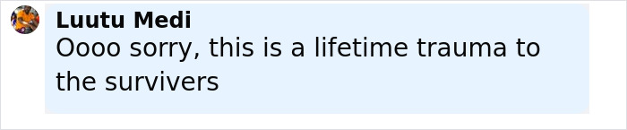 Comment by Luutu Medi expressing sympathy over trauma experienced by survivors of the Air India incident involving a mysterious flying object.