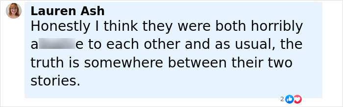 Comment from Lauren Ash discussing differing stories in the Johnny Depp trial juror courtroom secrets context.