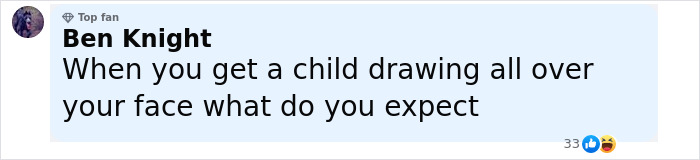 Comment from top fan Ben Knight reacting humorously to a man with face tattoos who was deported by immigration officials. Comment from top fan Ben Knight reacting humorously to a man with face tattoos who was deported by immigration officials.