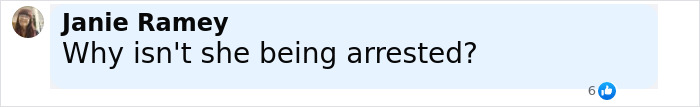 Comment by Janie Ramey asking why Kanye West's wife Bianca Censori is not being arrested after infringing law in her Porsche.