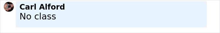 Comment by Carl Alford saying No class, posted in a social media style text box.