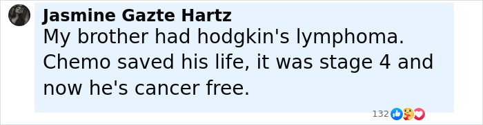 Comment from anti-vax mom of Cambridge graduate discussing cancer and doctors' treatment experiences online. Comment from anti-vax mom of Cambridge graduate discussing cancer and doctors' treatment experiences online.