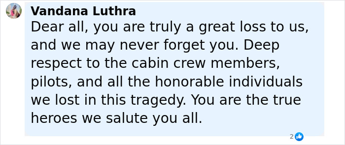 Screenshot of a heartfelt message honoring Air India crash victims shared by young medical students on campus.