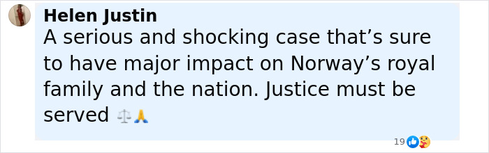 Comment by Helen Justin expressing concern over the Norwegian Crown Princess&rsquo;s son facing violent assault charges.