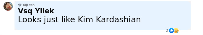 Comment on social media post comparing Bianca Censori&rsquo;s look to Kim Kardashian after hair extensions and wearing a daring bodysuit.