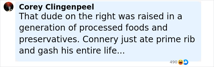 Comment discussing Sean Connery&rsquo;s lifestyle compared to a contemporary, sparking debate on viral photos of actors at the same age.