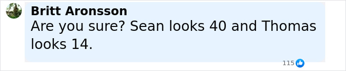 Comment by Britt Aronsson questioning ages of Love Actually star and James Bond actor Sean Connery in viral photos sparking debate.