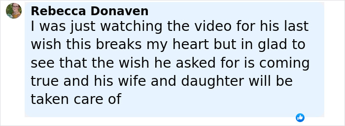 Comment expressing sadness and support for Tanner Martin announcing his own passing in a pre-recorded video. Comment expressing sadness and support for Tanner Martin announcing his own passing in a pre-recorded video.