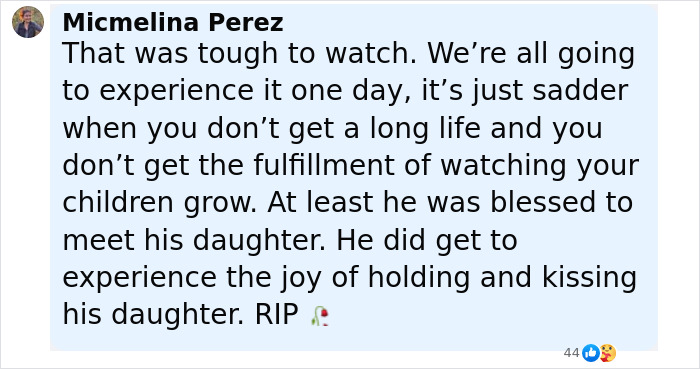 Social media comment reflecting on Tanner Martin announcing his passing shortly after his baby was born. Social media comment reflecting on Tanner Martin announcing his passing shortly after his baby was born.