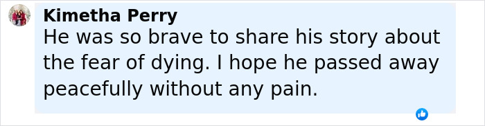 Comment by Kimetha Perry expressing sympathy for Tanner Martin’s passing and hope for his peaceful rest. Comment by Kimetha Perry expressing sympathy for Tanner Martin’s passing and hope for his peaceful rest.