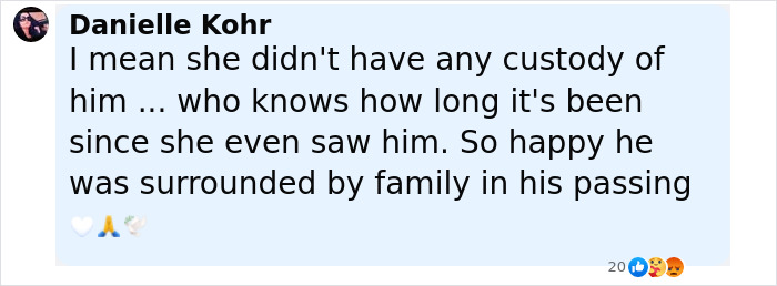 Comment from Danielle Kohr discussing custody and family support after son&rsquo;s passing related to 16 And Pregnant star Whitney Purvis.