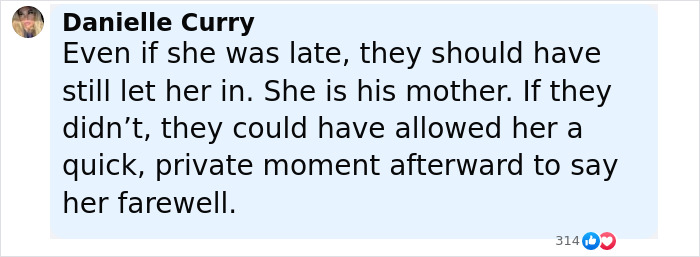 Comment by Danielle Curry discussing Whitney Purvis allegedly missing her son's funeral due to being late after 16 And Pregnant.
