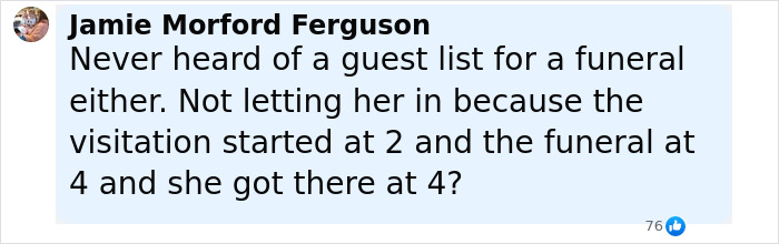 Comment discussing 16 And Pregnant star Whitney Purvis allegedly being late and missing her son's funeral.