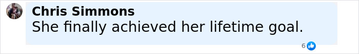 Comment by Chris Simmons stating she finally achieved her lifetime goal, related to mass fury after Jeff Bezos' lavish wedding details released. Comment by Chris Simmons stating she finally achieved her lifetime goal, related to mass fury after Jeff Bezos' lavish wedding details released.