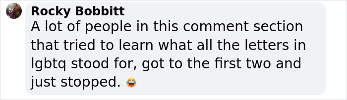 Comment about confusion over LGBTQ letters in response to JoJo Siwa's post on orientation during Pride Month backlash.