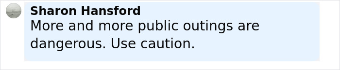 User comment warning about the dangers of public outings and advising caution regarding violence against women incidents.