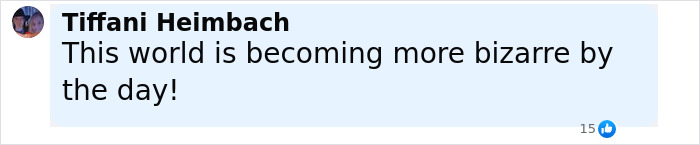 Comment on social media from Tiffani Heimbach expressing concern about increasing bizarre events related to violence against women.