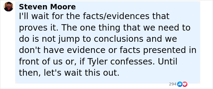 Screenshot of a comment discussing the need for facts and evidence regarding Tyler Perry harassment allegations.