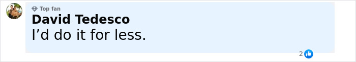 Comment from David Tedesco expressing willingness to do a task for less, shown on a social media platform.