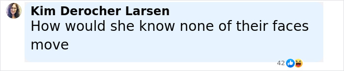 Comment on Kim Kardashian claims guests cried at Jeff Bezos wedding ceremony, showing a skeptical reaction from user Kim Derocher Larsen.