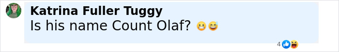 Comment on a post mentioning Count Olaf with emojis, related to Disneyland wedding interrupted by staff noticing bride was a child.