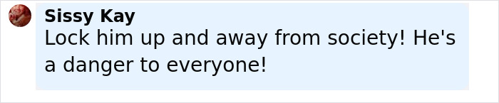 Comment by Sissy Kay expressing concern, calling to lock up alleged attacker who harmed caring mother with jaw portion missing.