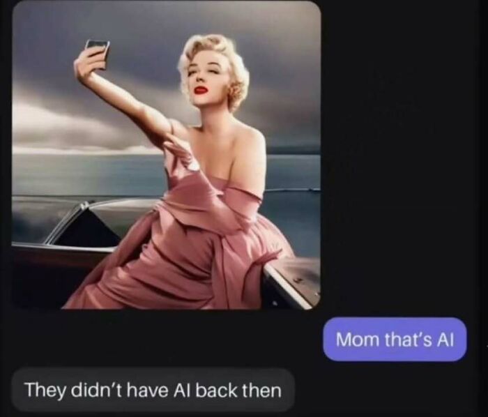 A vintage-style portrait of a woman taking a selfie, illustrating people saw something that made them go hmmm.