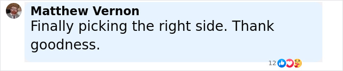 Comment by Matthew Vernon saying finally picking the right side, related to Stephen Fry&rsquo;s takedown of J.K. Rowling.