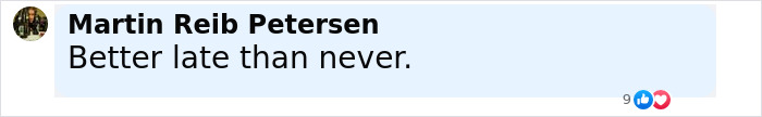 Comment by Martin Reib Petersen saying Better late than never, displayed in a Facebook-like interface discussing Stephen Fry takedown of J.K. Rowling.