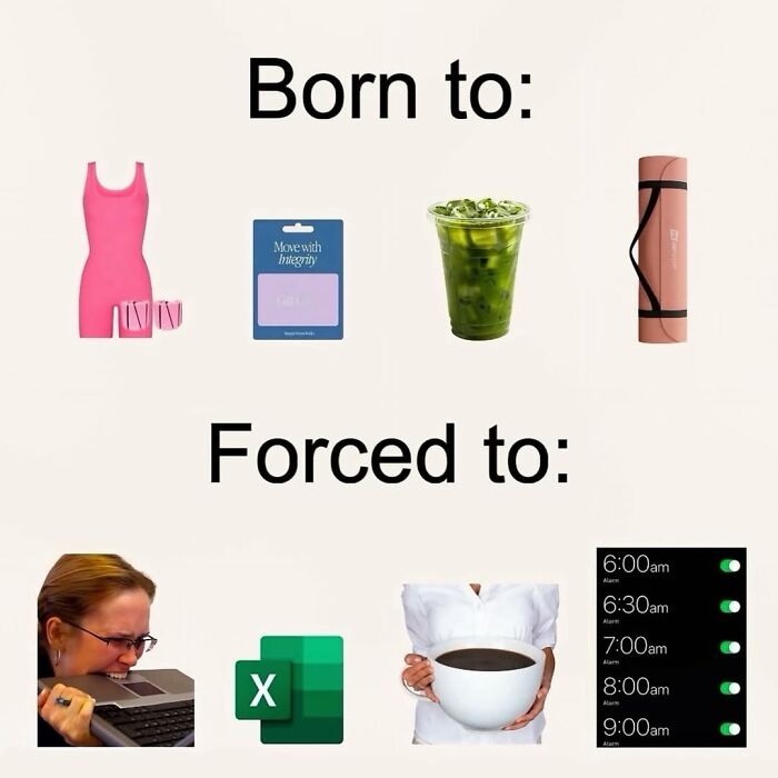 Relatable meme showing the chaos of navigating life as a woman with humor and daily struggles illustrated.