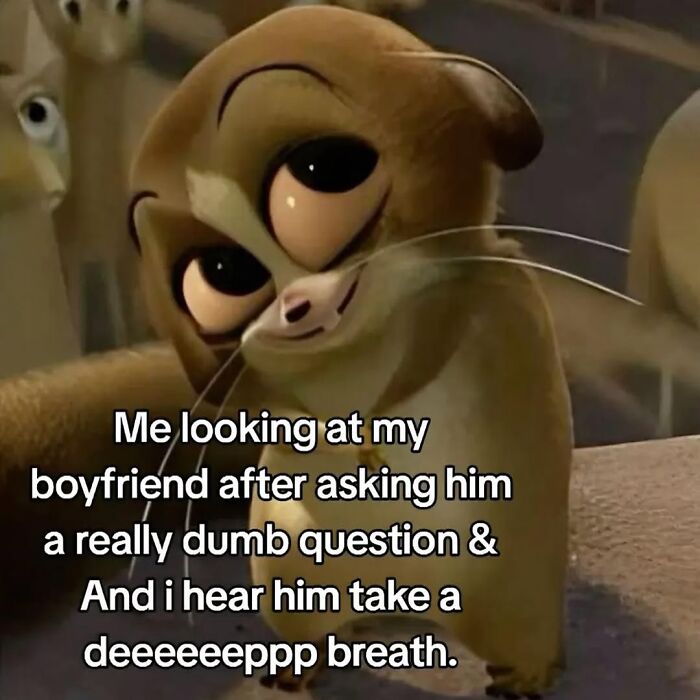 Animated character with a funny expression illustrating relatable memes about the chaos of navigating the world as a woman today