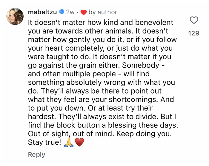 Comment expressing support and kindness for an adorable gentle giant who became a dad for an orphaned baby raccoon.