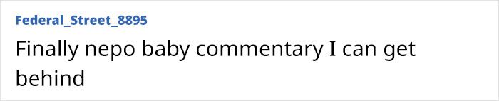 Text on screen reading finally nepo baby commentary I can get behind, referencing Ron Howard&rsquo;s nepo baby Bryce Dallas Howard.