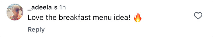 User comment on social media praising Khai’s breakfast menu shared by Gigi Hadid with fire emoji. User comment on social media praising Khai’s breakfast menu shared by Gigi Hadid with fire emoji.