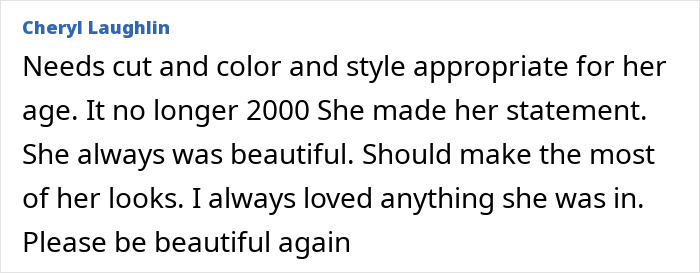 Comment expressing that iconic sitcom legend, 81, needs a modern style update to look beautiful again for rare public outing.