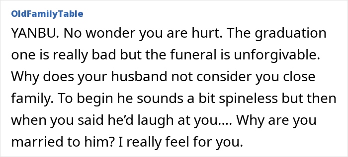 Forum post discussing wife who raised stepdaughters being left off guest list to avoid conflict with husband&rsquo;s ex-wife.