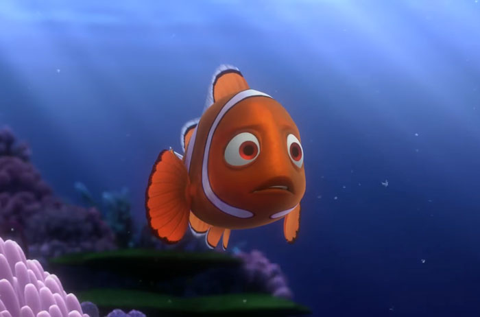 Clownfish character underwater with a worried expression, evoking themes of animated character deaths.