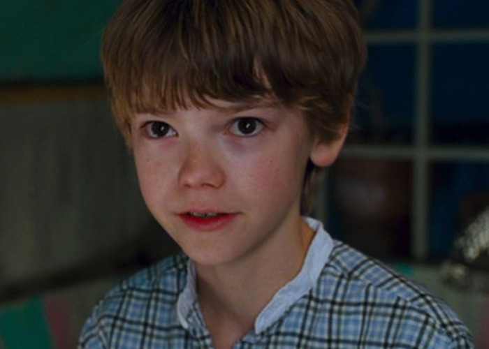 Young boy with brown hair and plaid shirt in a close-up shot related to viral photos of Sean Connery at same age debate.