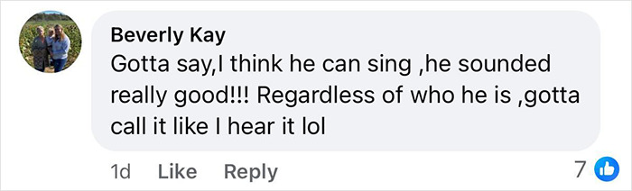 Comment praising singing ability of Tom Sandoval in America&rsquo;s Got Talent audition despite harsh critiques online.